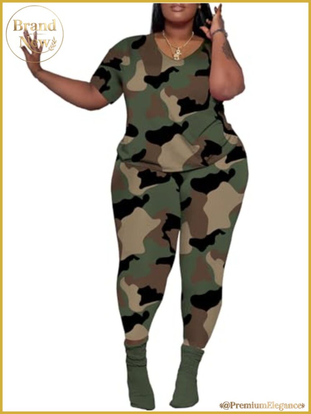Plus Size 2 Piece Outfit Short Sleeve Top Legging Pants Set Sweatsuit